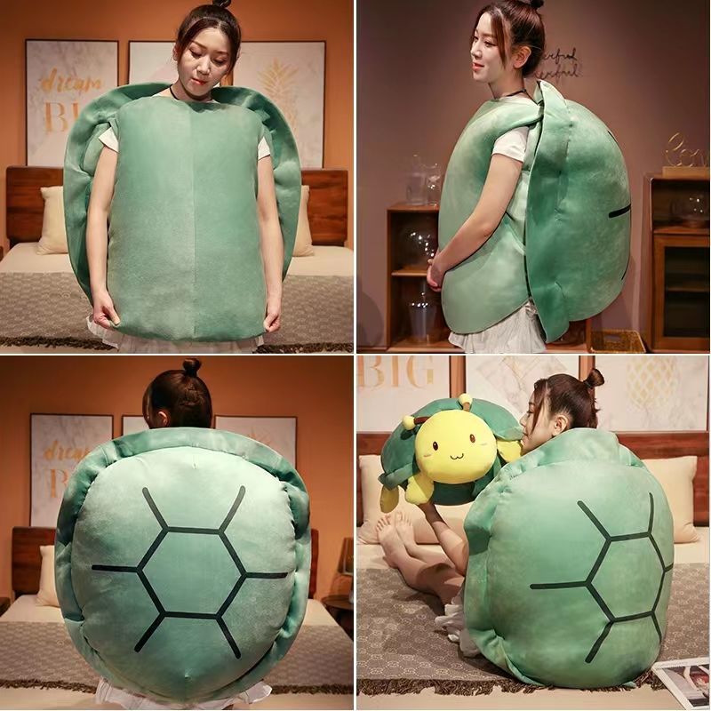 Turtle Shell Plush Pillow with Curved Support and Cotton Cover