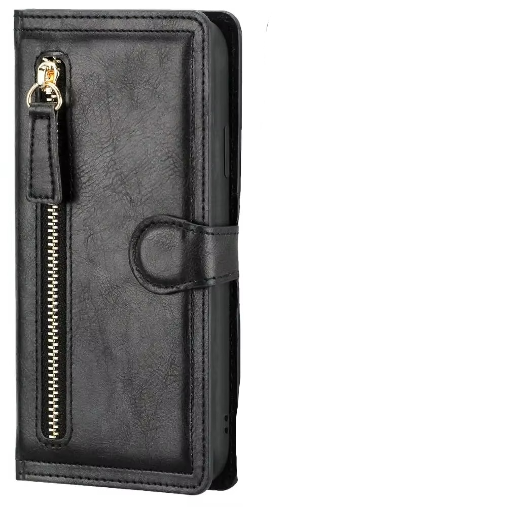 iPhone Wallet Case with Zipper Closure and Built In Stand, Multiple Card Slots