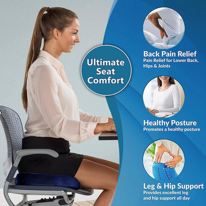 Gel and Memory Foam Seat Cushion with Non Slip Base