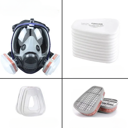Full Face Respirator Mask with Polycarbonate Visor and Replaceable Filter Cartridges