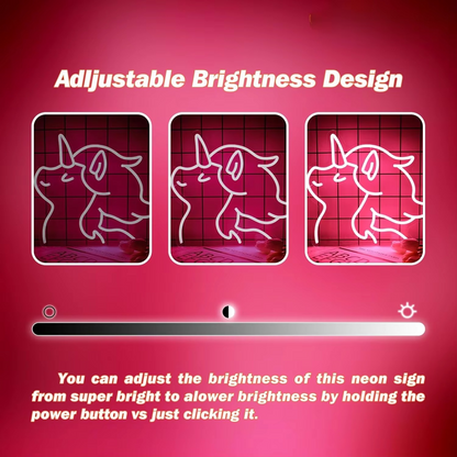 LED Neon Unicorn Sign with Adjustable Dimmer and Wall Mount