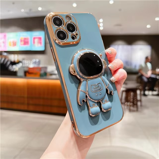 Phone Case with Foldable Astronaut Kickstand and Adjustable Viewing Angles
