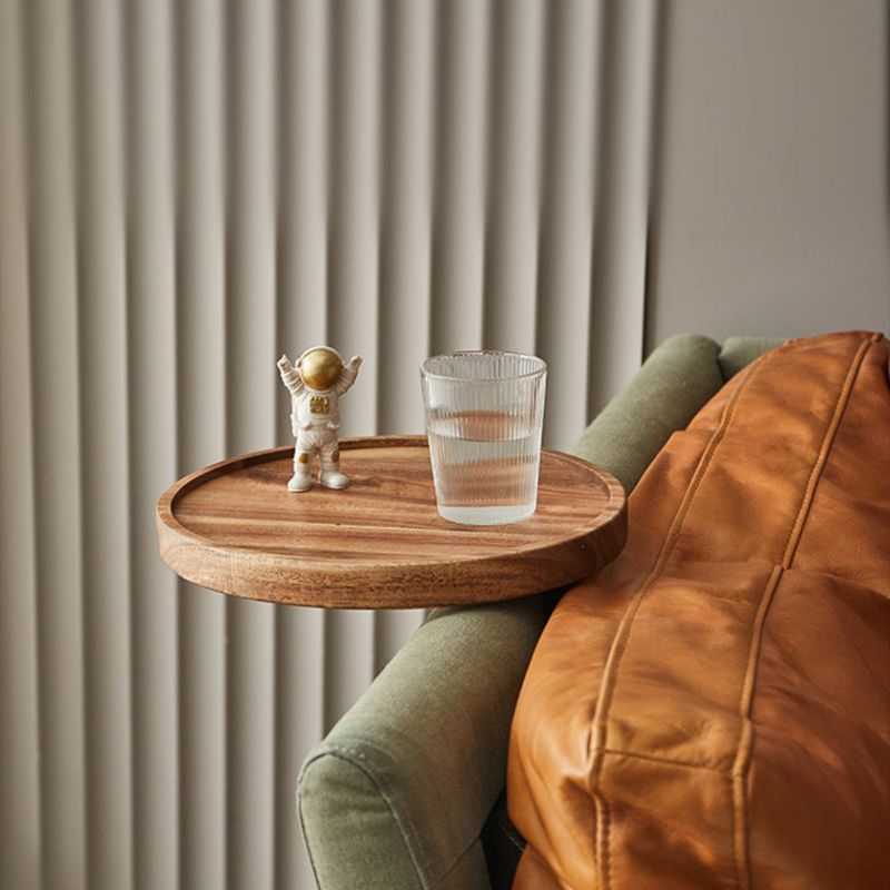 Solid Wood Sofa Arm Tray with Clip Attachment and Walnut Finish