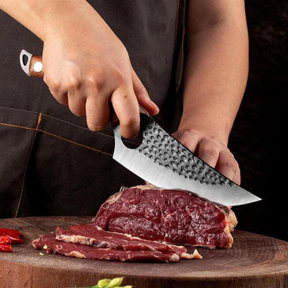 Japanese Style Kitchen Knife with Finger Hole and Cherry Wood Handle