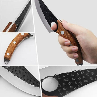 Japanese Style Kitchen Knife with Finger Hole and Cherry Wood Handle