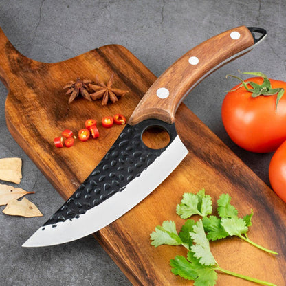 Japanese Style Kitchen Knife with Finger Hole and Cherry Wood Handle