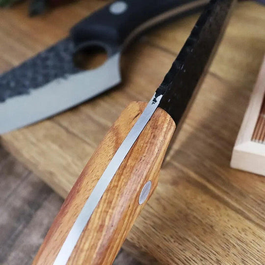 Japanese Style Kitchen Knife with Finger Hole and Cherry Wood Handle
