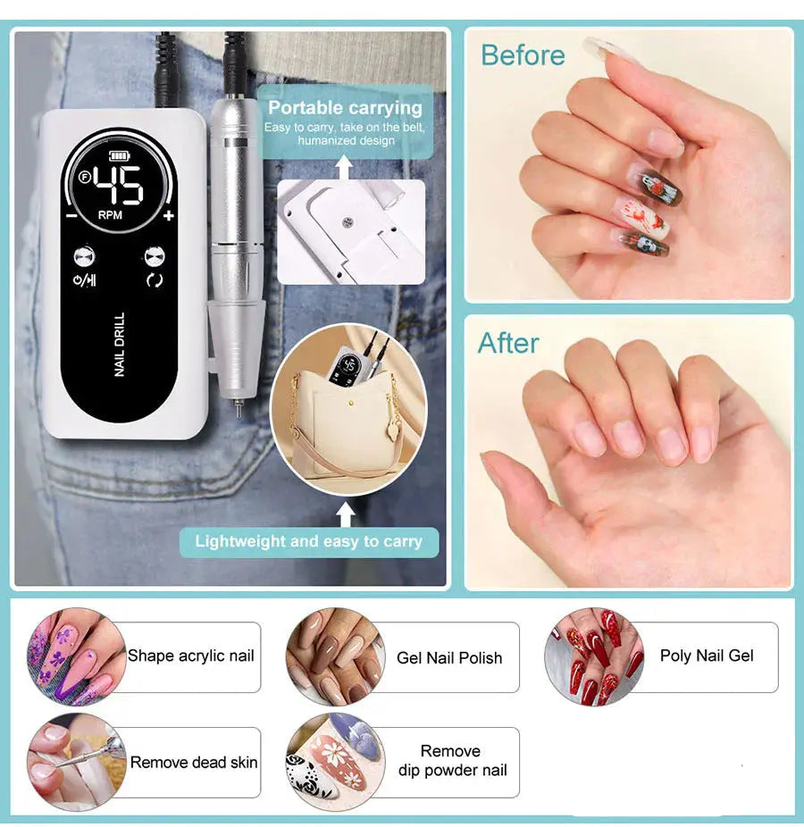 Tragbare Elektrische Nagelfräse – Professionelle Ergebnisse zu Hause Zorenza