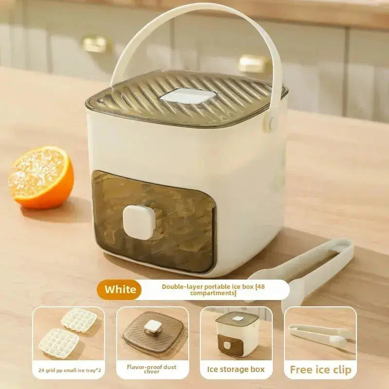 Press Action Ice Maker with Dual Trays and Airtight Storage, 48 Cubes