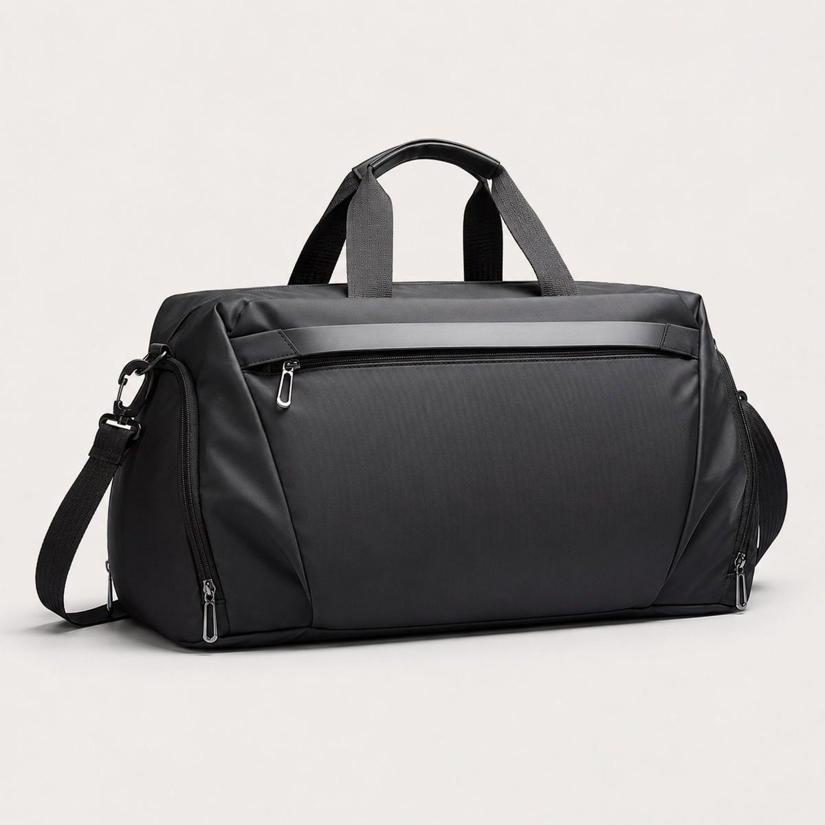 Gym Duffel Bag with Ventilated Shoe Compartment and Wet Dry Divider in Black or Gray