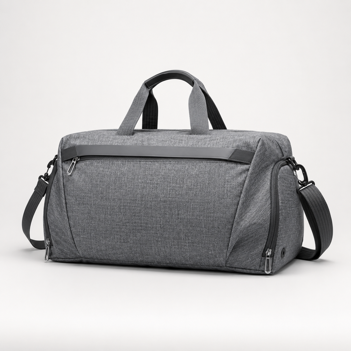 Gym Duffel Bag with Ventilated Shoe Compartment and Wet Dry Divider in Black or Gray