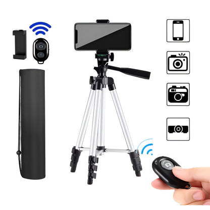 Lightweight Tripod Stand with Wireless Remote for Smartphones and DSLR Cameras