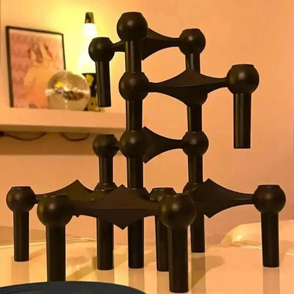 Modern Molecular Metal Candle Holder, Nordic Inspired Silver Centerpiece for Elegant Home Décor