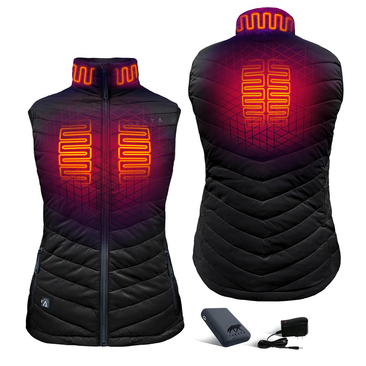 Womens heated puffer vest with battery pack
