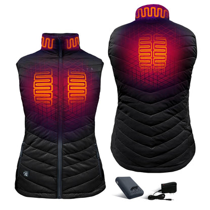 Womens heated puffer vest with battery pack