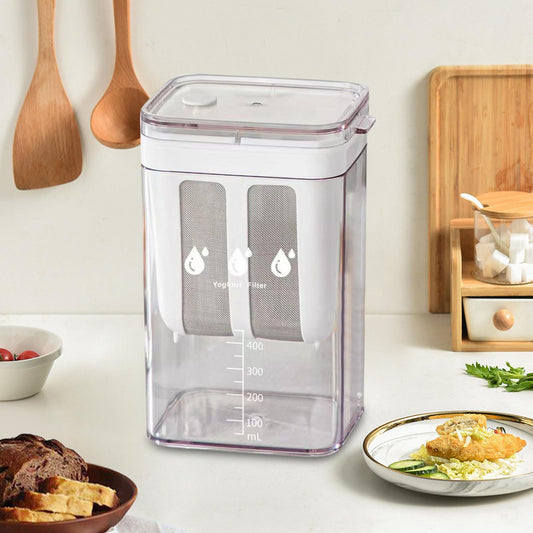 Mesh Yogurt Strainer with 1100ml Capacity and Drip Collection Container