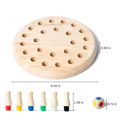Wooden Memory Match Stick Game with 24 Color Pegs for Kids and Adults