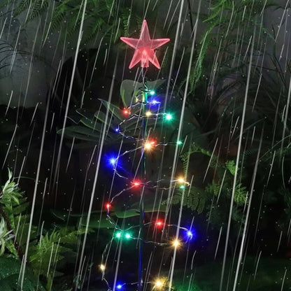 Solar Metal Tree Light with 50 LED Beads and Three Lighting Modes for Garden Beds and Paths