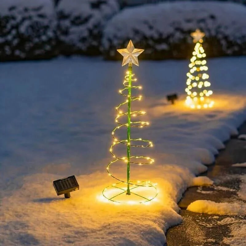 Solar Metal Tree Light with 50 LED Beads and Three Lighting Modes for Garden Beds and Paths