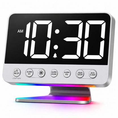 Battery Backup Alarm Clock with 2-Inch Display and USB Phone Charging