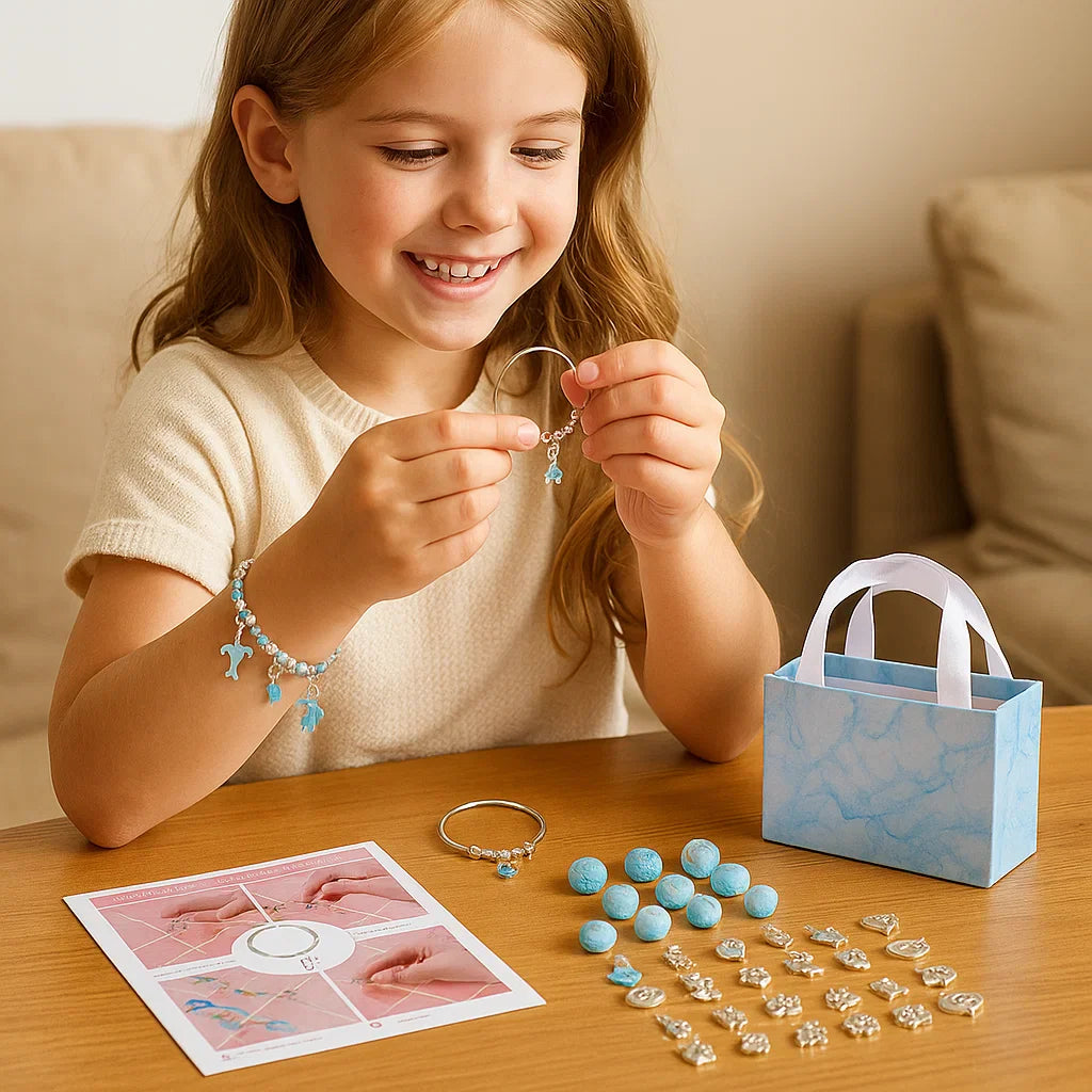 Beaded Jewelry Making Kit with Strings and Clasps for Kids