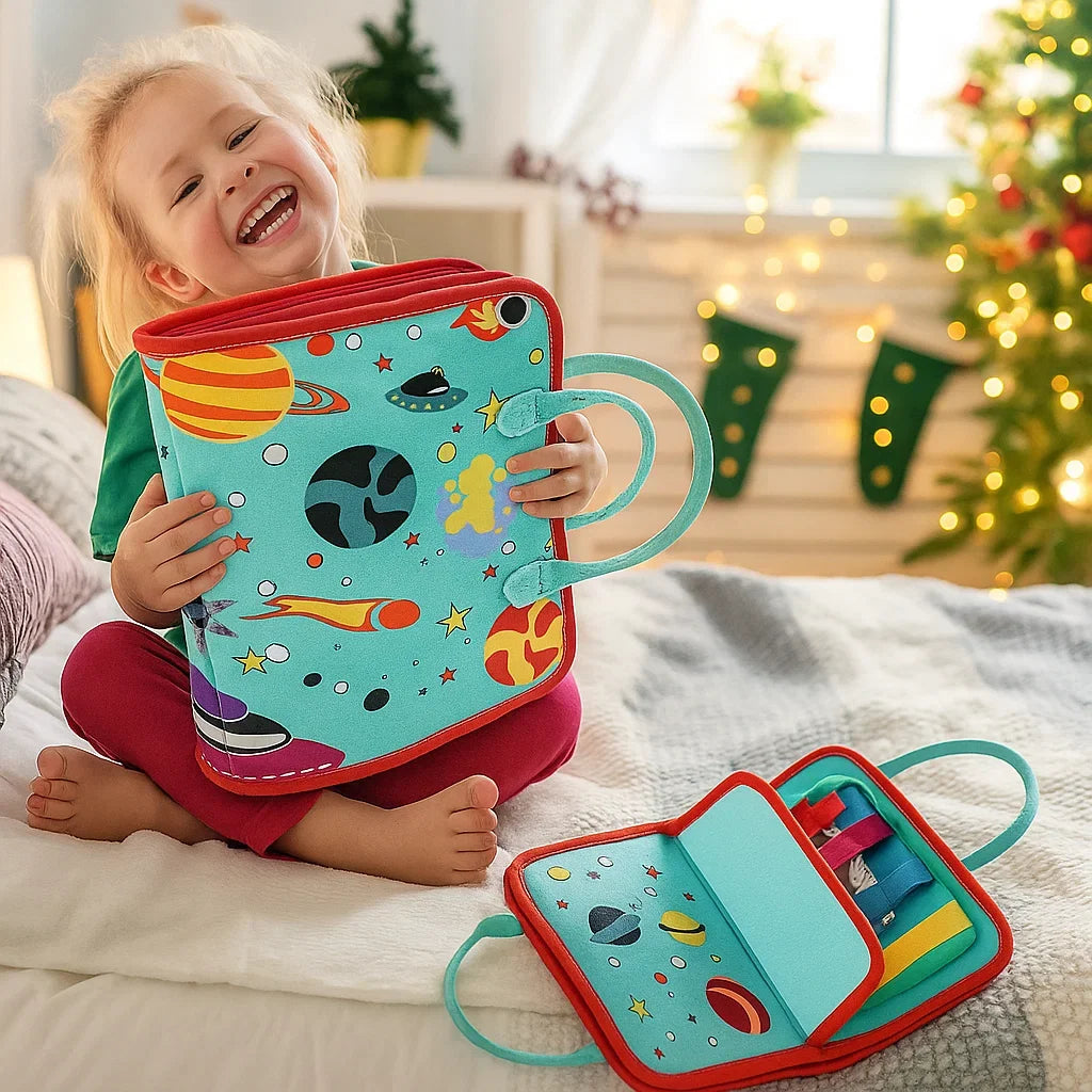 Interactive Activity Book with Zippers, Buttons, and Laces for Toddler Learning