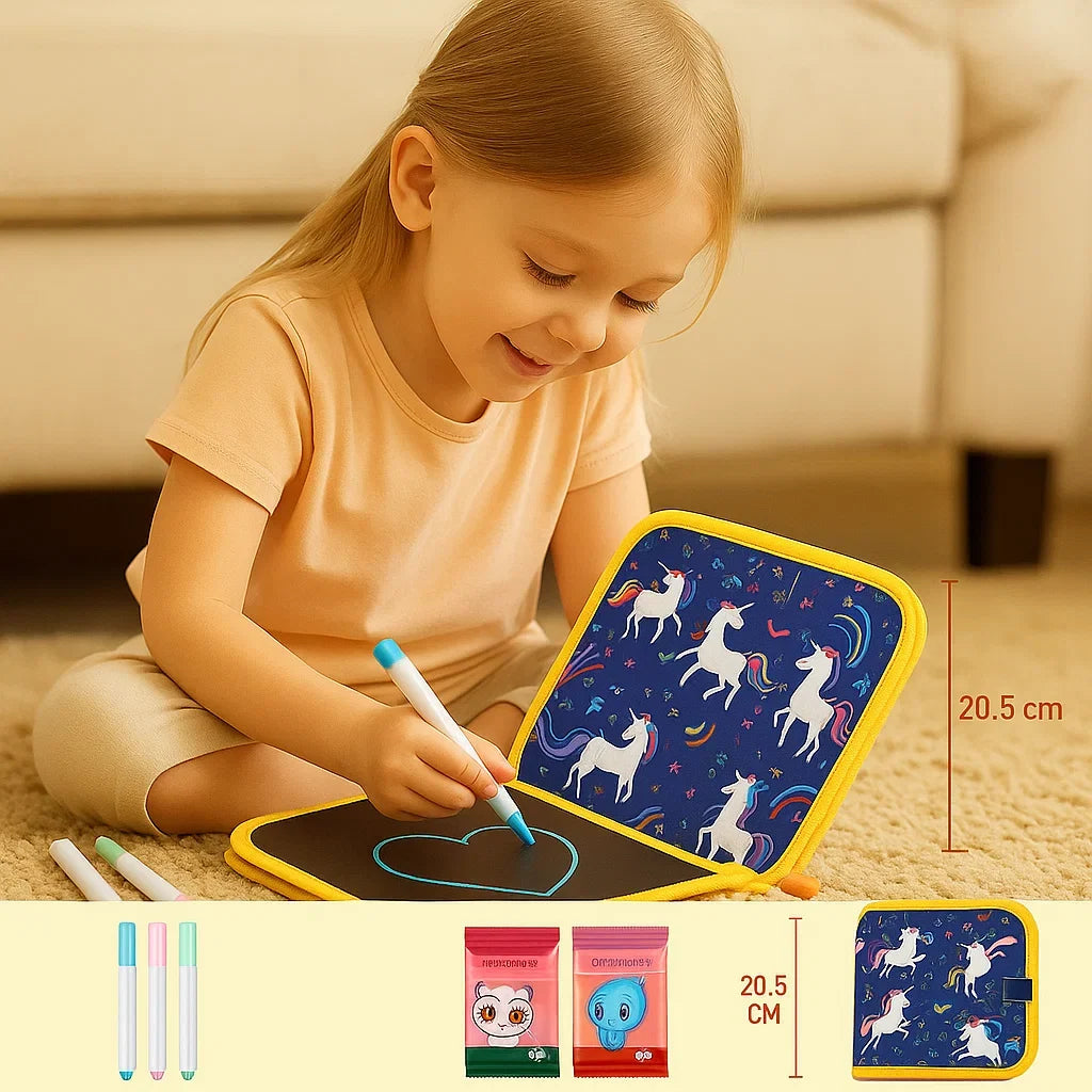 Reusable Drawing Book with Wipeable Pages for Kids