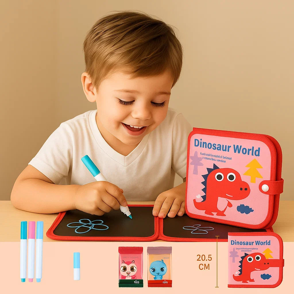 Reusable Drawing Book with Wipeable Pages for Kids