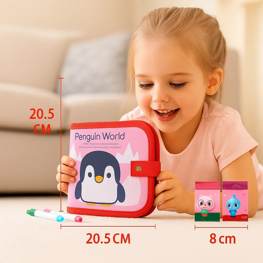 Reusable Drawing Book with Wipeable Pages for Kids