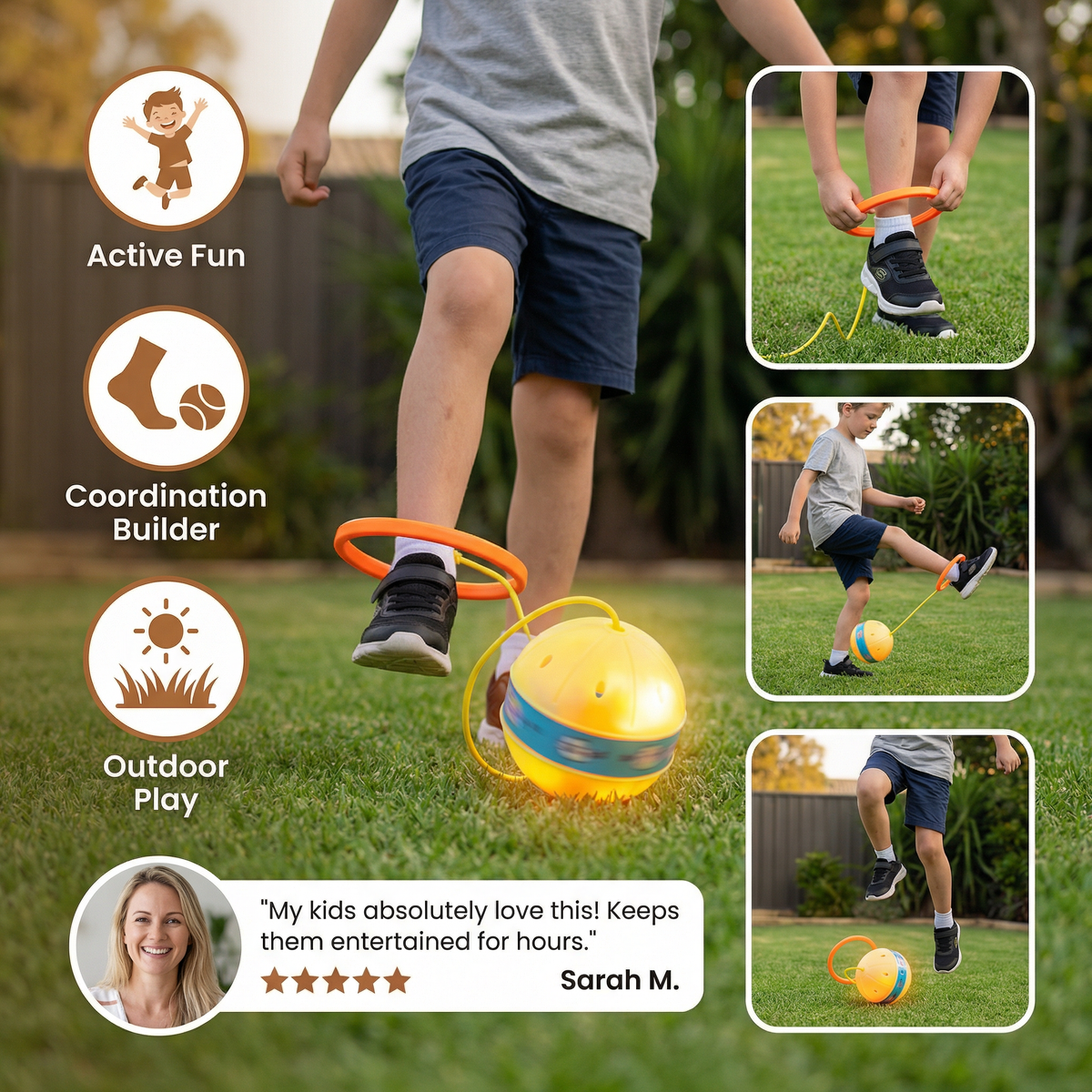 LED Light Up Ankle Skip Ball for Active Kids Play