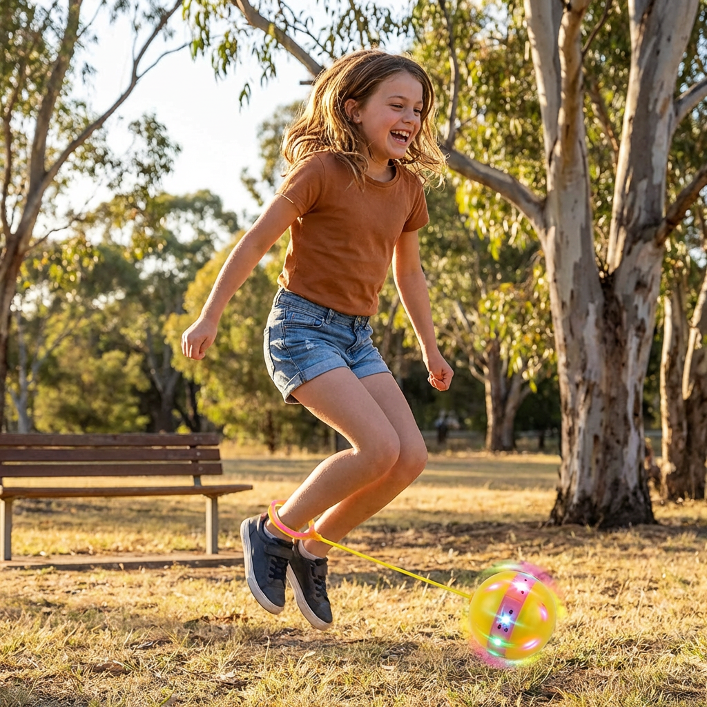 LED Light Up Ankle Skip Ball for Active Kids Play