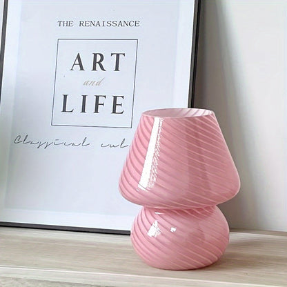 Hand Blown Glass Mushroom Table Lamp with Stepless Dimming Control