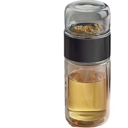 Glass Tea Infuser Bottle with Flip Brewing Control and Detachable Filter
