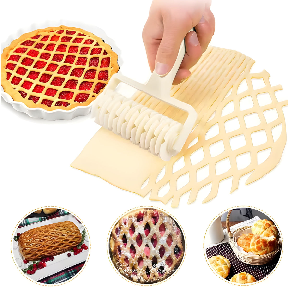 Lattice Roller Cutter for Pies, Cookies and Pastry Dough