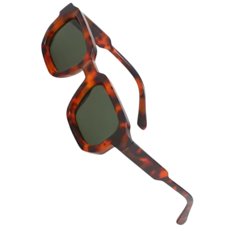 Bold Energy Rectangle UV Sunglasses  -Leopard Green - Ozerty