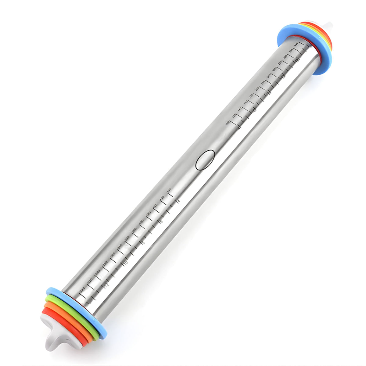 Adjustable Stainless Steel Rolling Pin with Silicone Grips and Thickness Rings