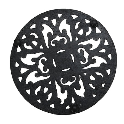 Cast Iron Trivet with Raised Decorative Pattern, 6.7 Inch Round