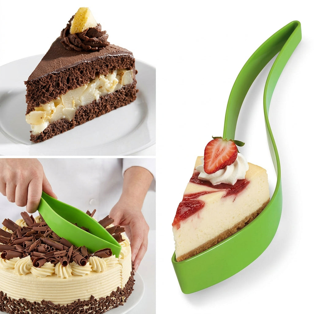 Plastic Cake Server with Squeeze Grip and Even Slice Cutting, 10 Inch
