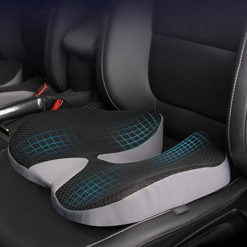 Memory Foam Seat Cushion with U Shaped Contour, Non Slip Base and Washable Cover for Cars and Chairs