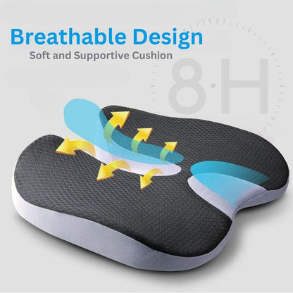Memory Foam Seat Cushion with U Shaped Contour, Non Slip Base and Washable Cover for Cars and Chairs
