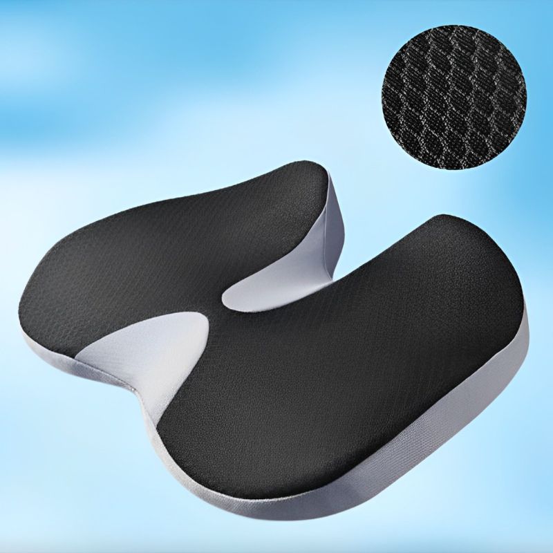 Memory Foam Seat Cushion with U Shaped Contour, Non Slip Base and Washable Cover for Cars and Chairs