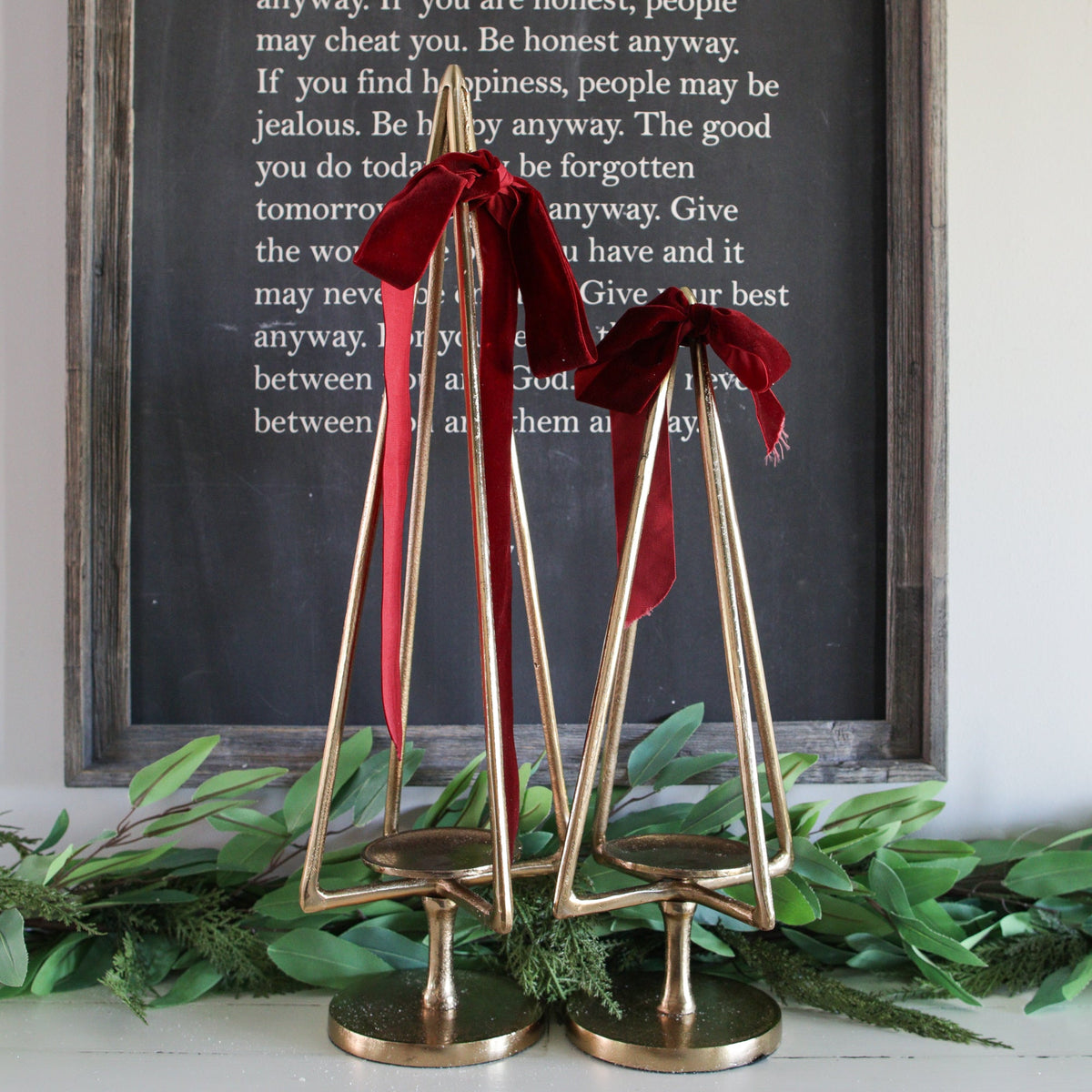 Tall Gold Tree Candle Holder with Open Silhouette and Pillar Platform
