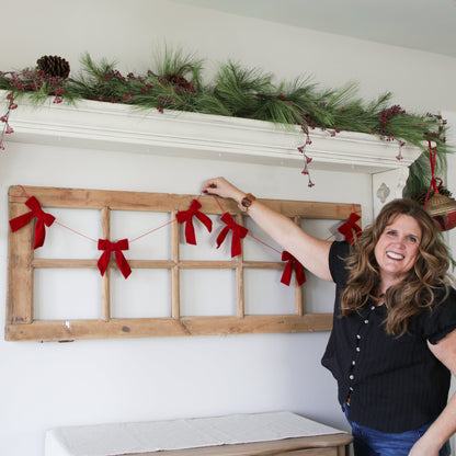 Red Velvet Bow Garland with Lightweight Cord Design for Home Decor 5 Feet