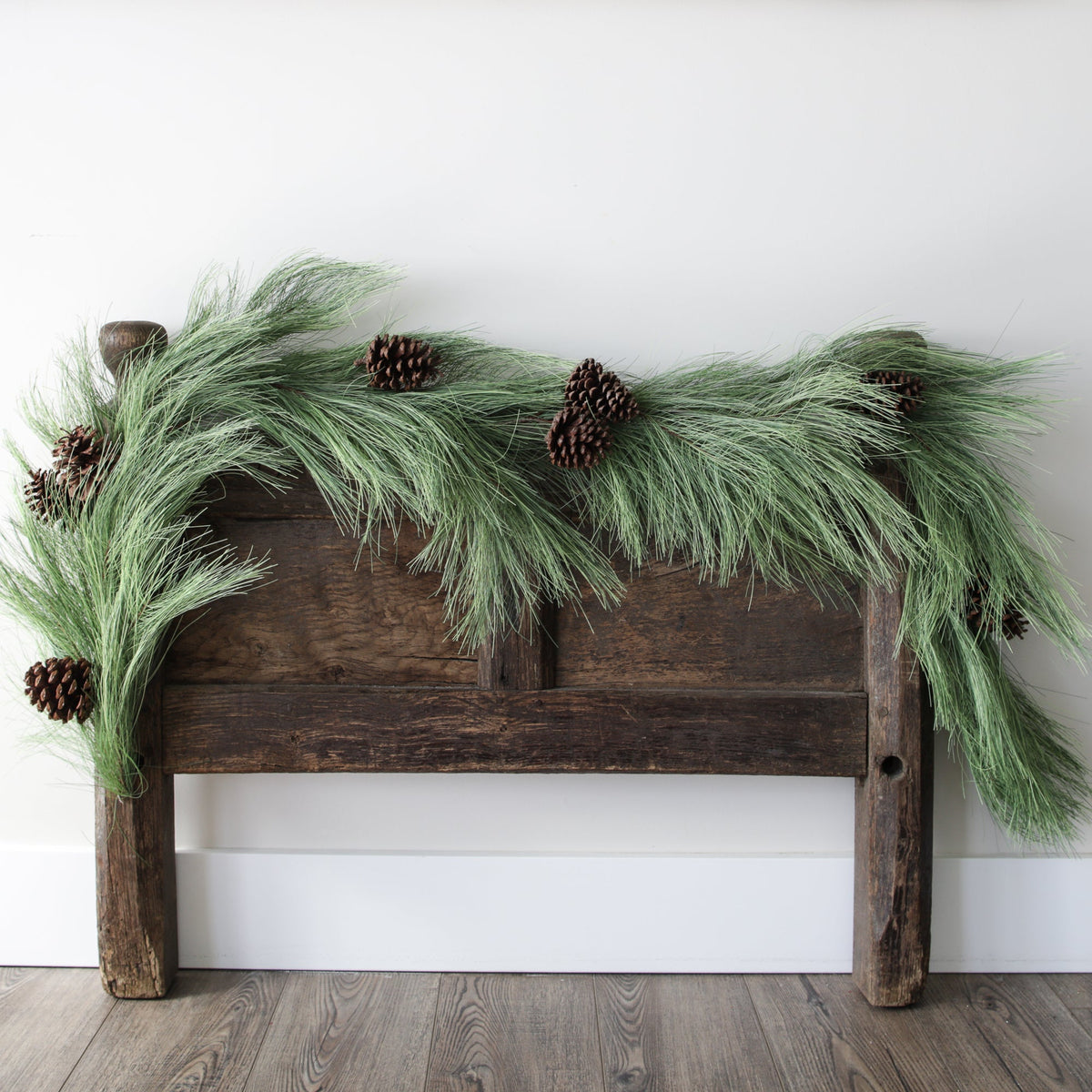 Artificial Pine Garland with Brown Pinecones and Cascading Needles 6 Feet