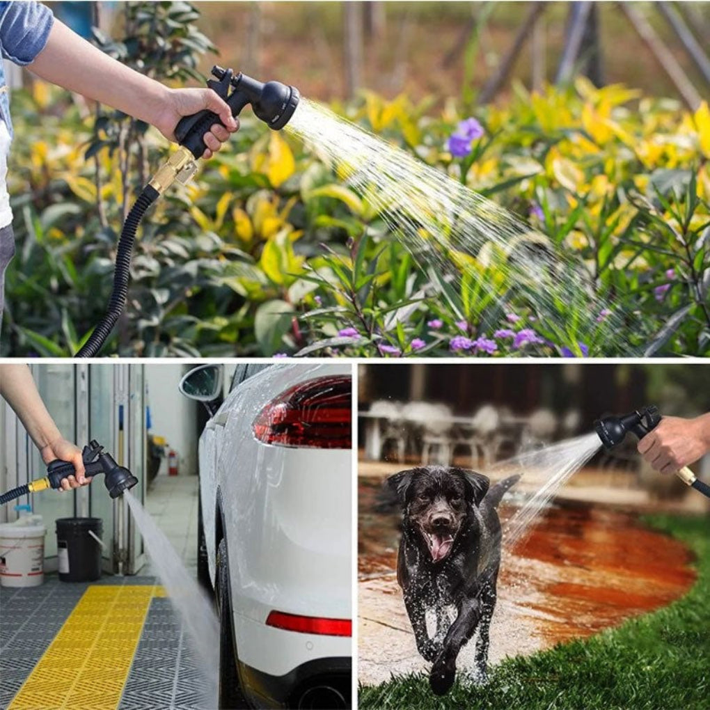 100 Foot Expandable Garden Hose with Latex Core and Brass Connectors