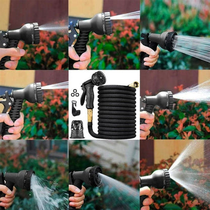 100 Foot Expandable Garden Hose with Latex Core and Brass Connectors