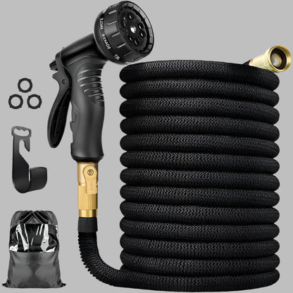 100 Foot Expandable Garden Hose with Latex Core and Brass Connectors