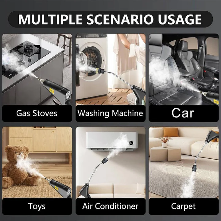 2500W Steam Cleaner Set with Heat Resistant Gloves, Multiple Nozzles and Adjustable Steam Settings