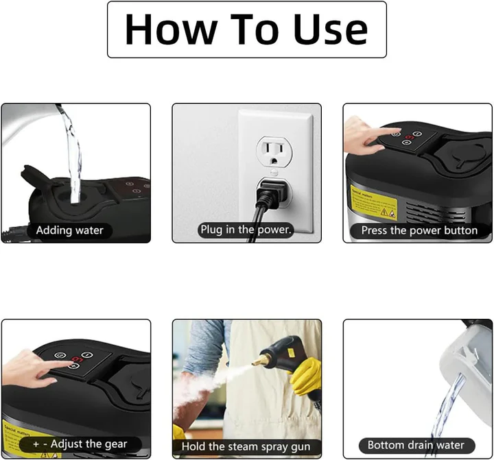 2500W Steam Cleaner Set with Heat Resistant Gloves, Multiple Nozzles and Adjustable Steam Settings