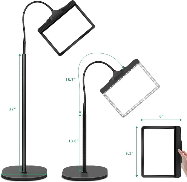 Hands Free Full Page Magnifying Glass with Built In LED Light and Adjustable Angle Stand